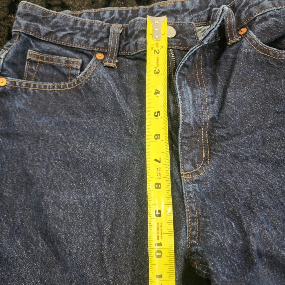 GU Jeans Women's LARGE Barrel Wide Leg Flare Dark Wash Wide Leg Baggy Raw Denim - Picture 10 of 12